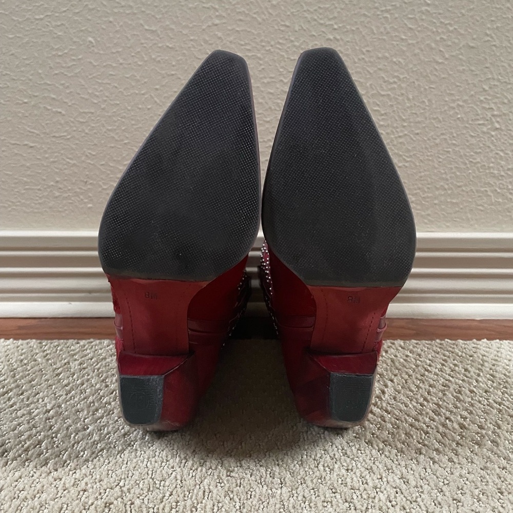 RARE Donald Pliner Ruby Red Hair On Hide Western Boots (8) - Picture 9 of 14